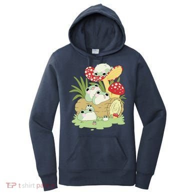 Cottagecore Aesthetic Frog Lying On Mushroom Cute Frog Lover Women's Hoodie