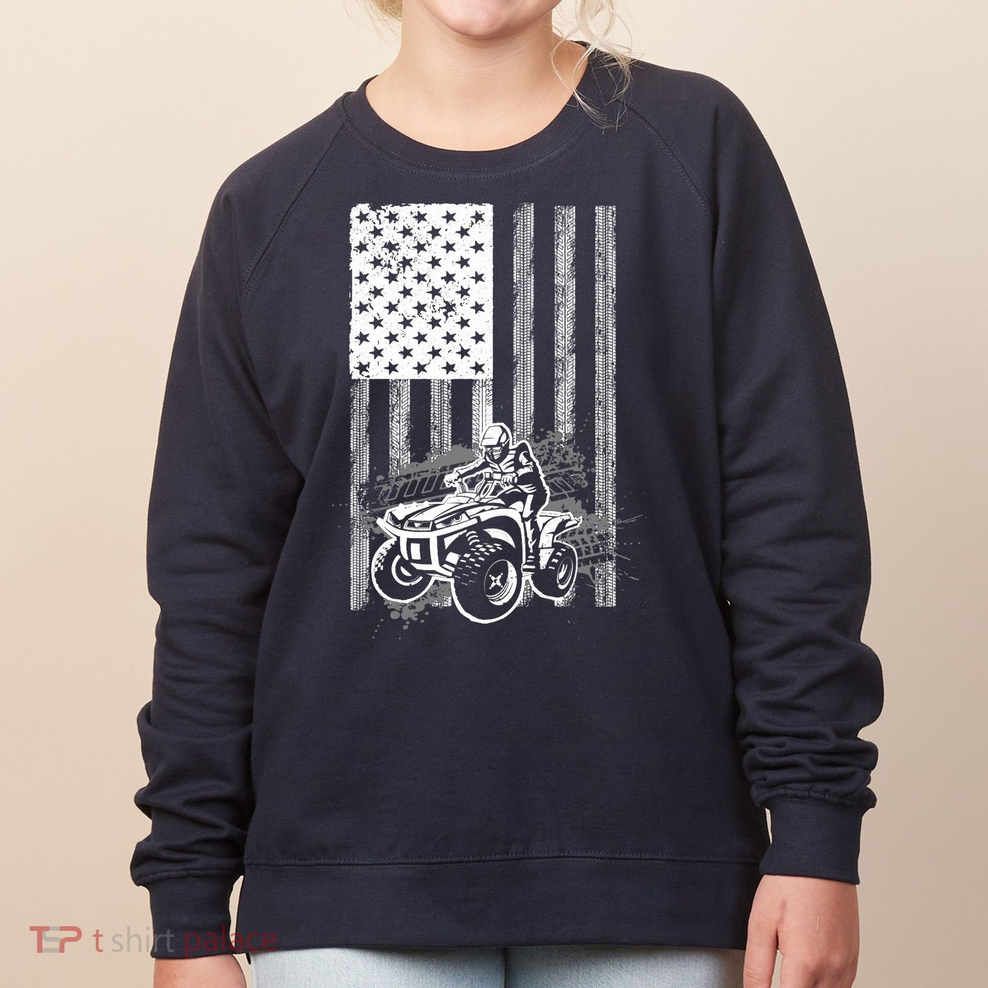 Cool ATV For Quad Racing Squad USA Flag 4 Wheeler Premium Women's Sweatshirt