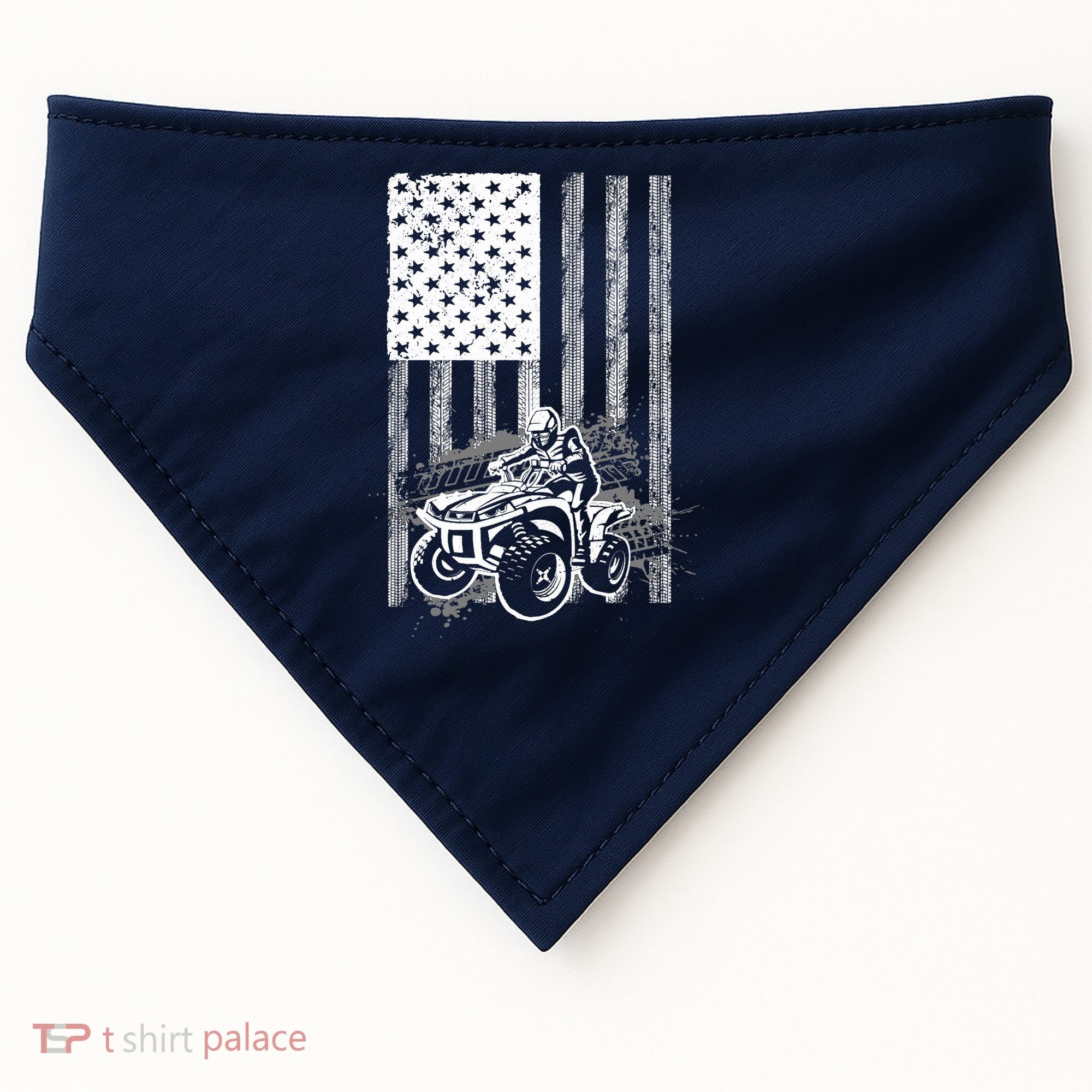 Cool ATV For Quad Racing Squad USA Flag 4 Wheeler Premium USA-Made Doggie Bandana