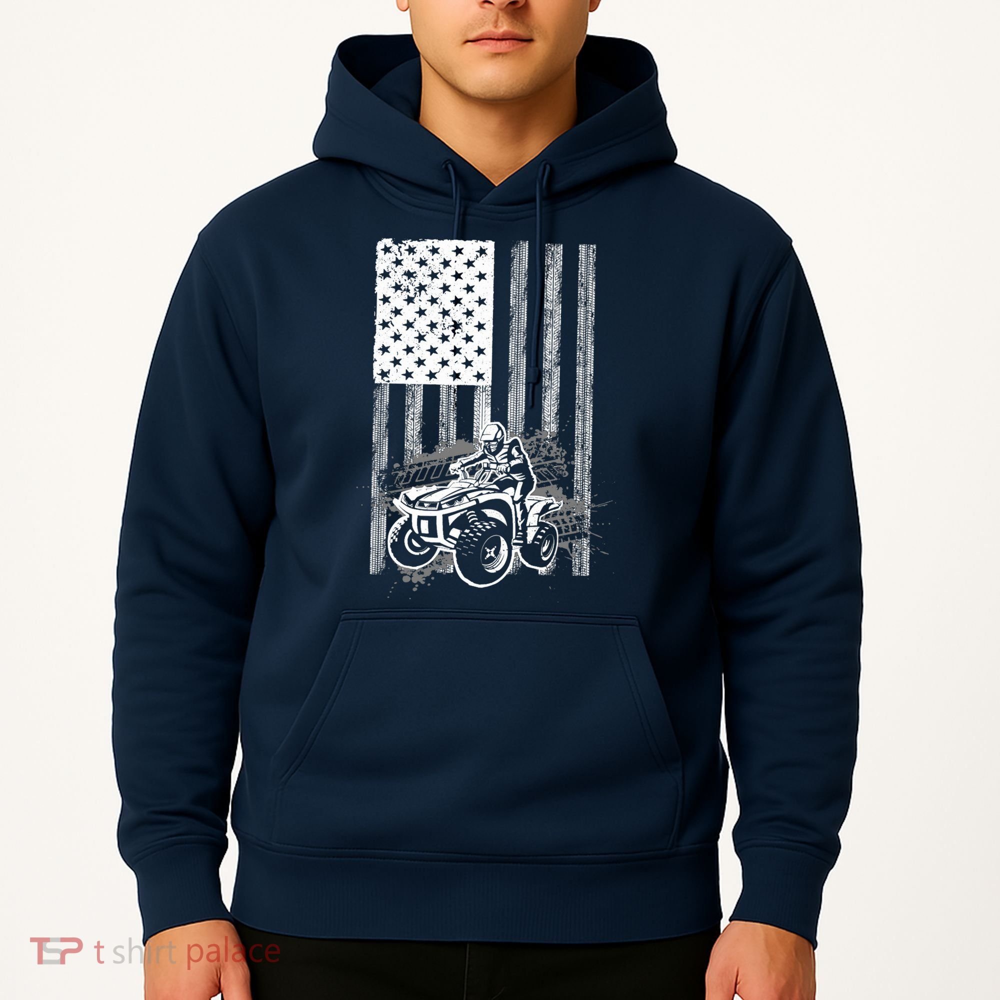 Cool ATV For Quad Racing Squad USA Flag 4 Wheeler Premium Hoodie