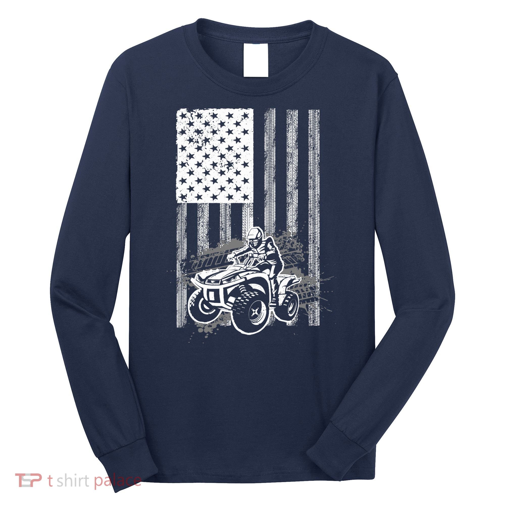 Cool ATV For Quad Racing Squad USA Flag 4 Wheeler Premium Long Sleeve Shirt