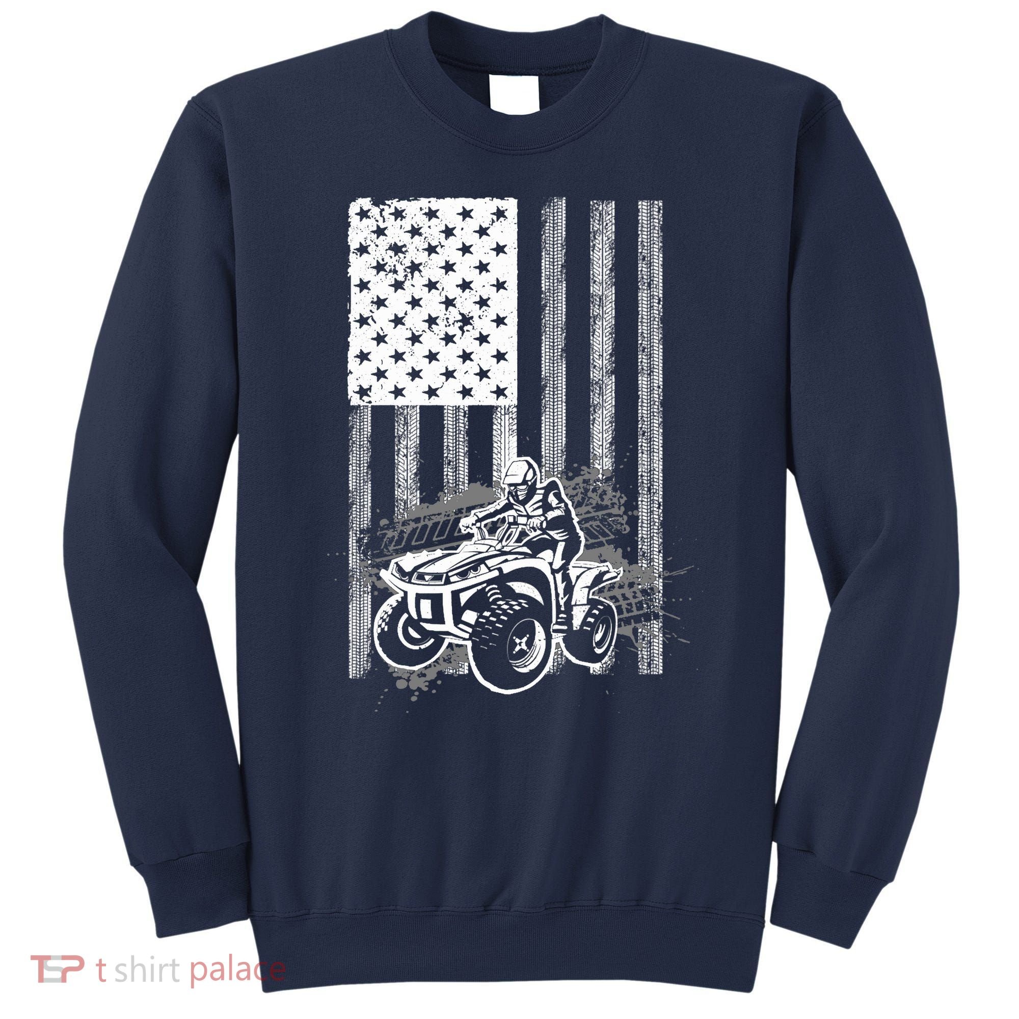 Cool ATV For Quad Racing Squad USA Flag 4 Wheeler Premium Sweatshirt