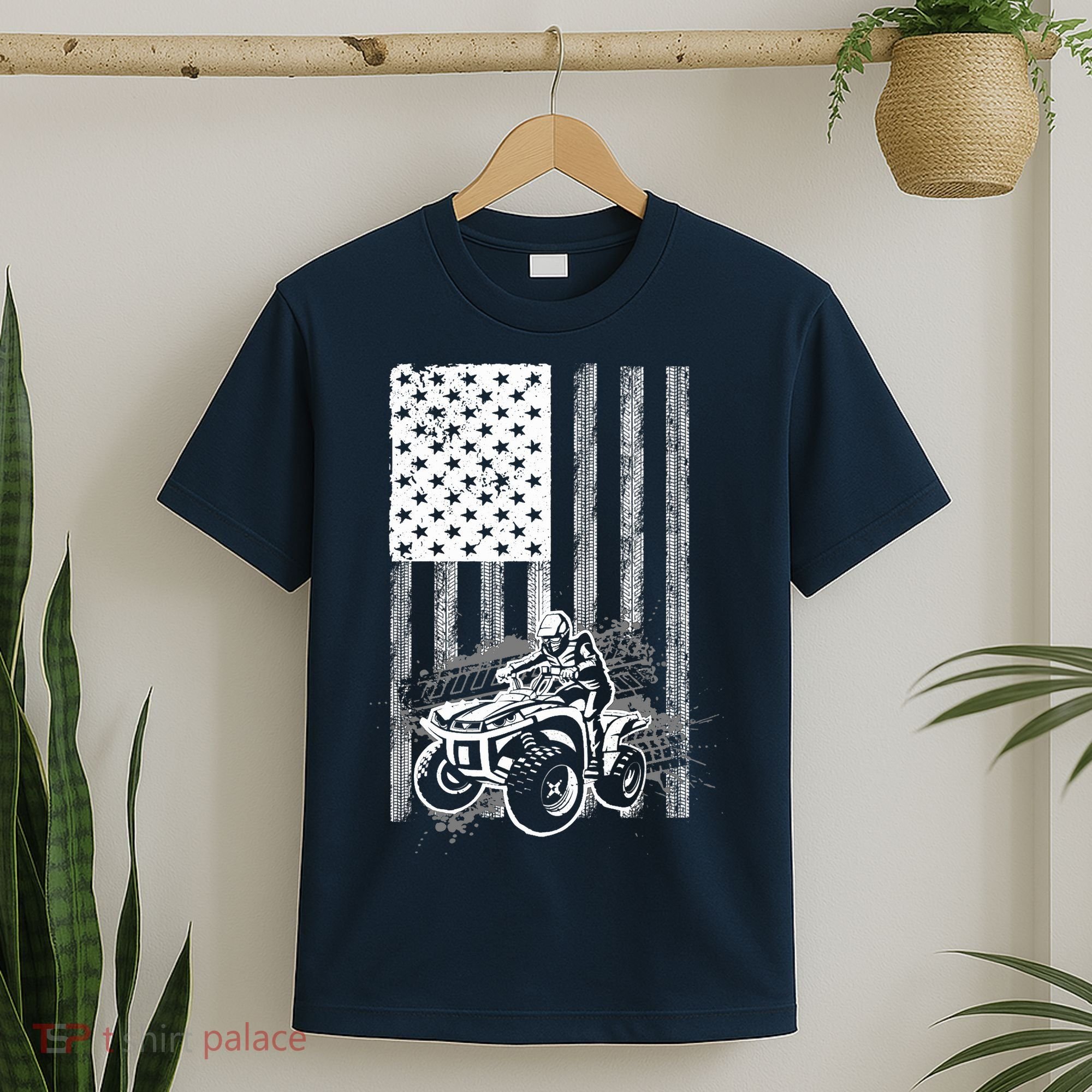 Cool ATV For Quad Racing Squad USA Flag 4 Wheeler Premium T-Shirt