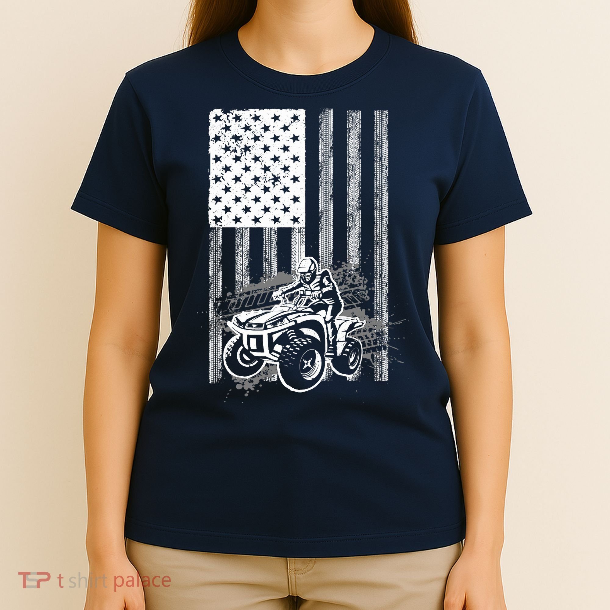 Cool ATV For Quad Racing Squad USA Flag 4 Wheeler Premium T-Shirt