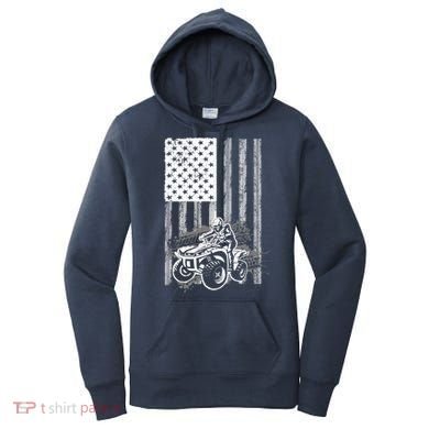 Cool ATV For Quad Racing Squad USA Flag 4 Wheeler Premium Women's Hoodie