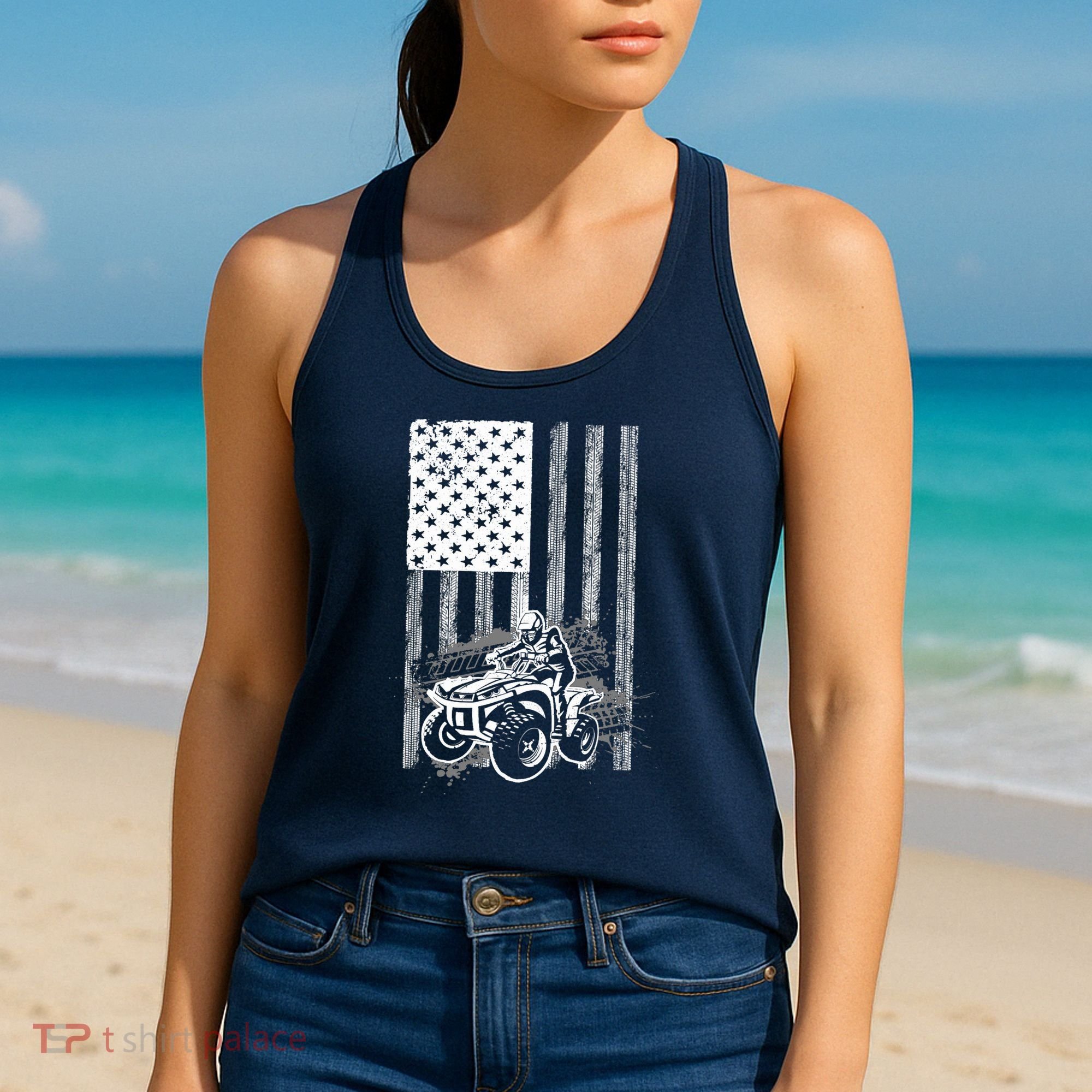 Cool ATV For Quad Racing Squad USA Flag 4 Wheeler Premium Women's Tank Top