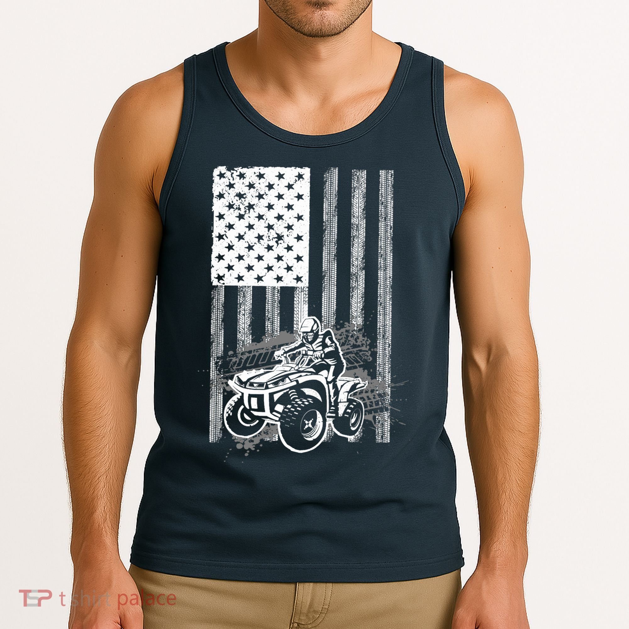 Cool ATV For Quad Racing Squad USA Flag 4 Wheeler Premium Tank Top