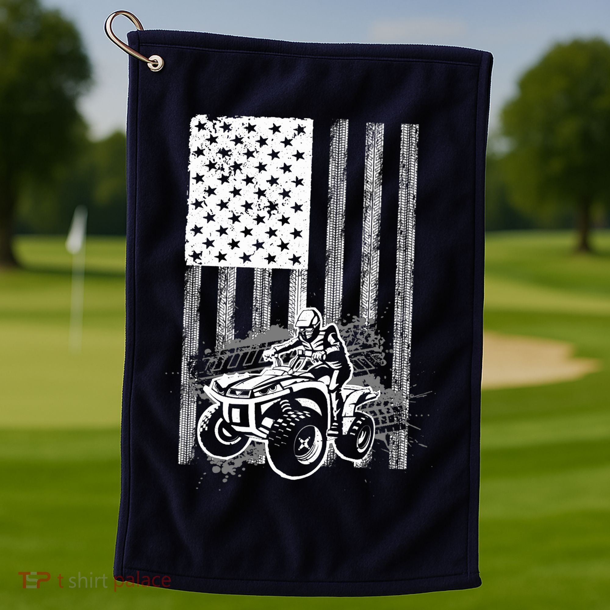 Cool ATV For Quad Racing Squad USA Flag 4 Wheeler Premium Golf Towel
