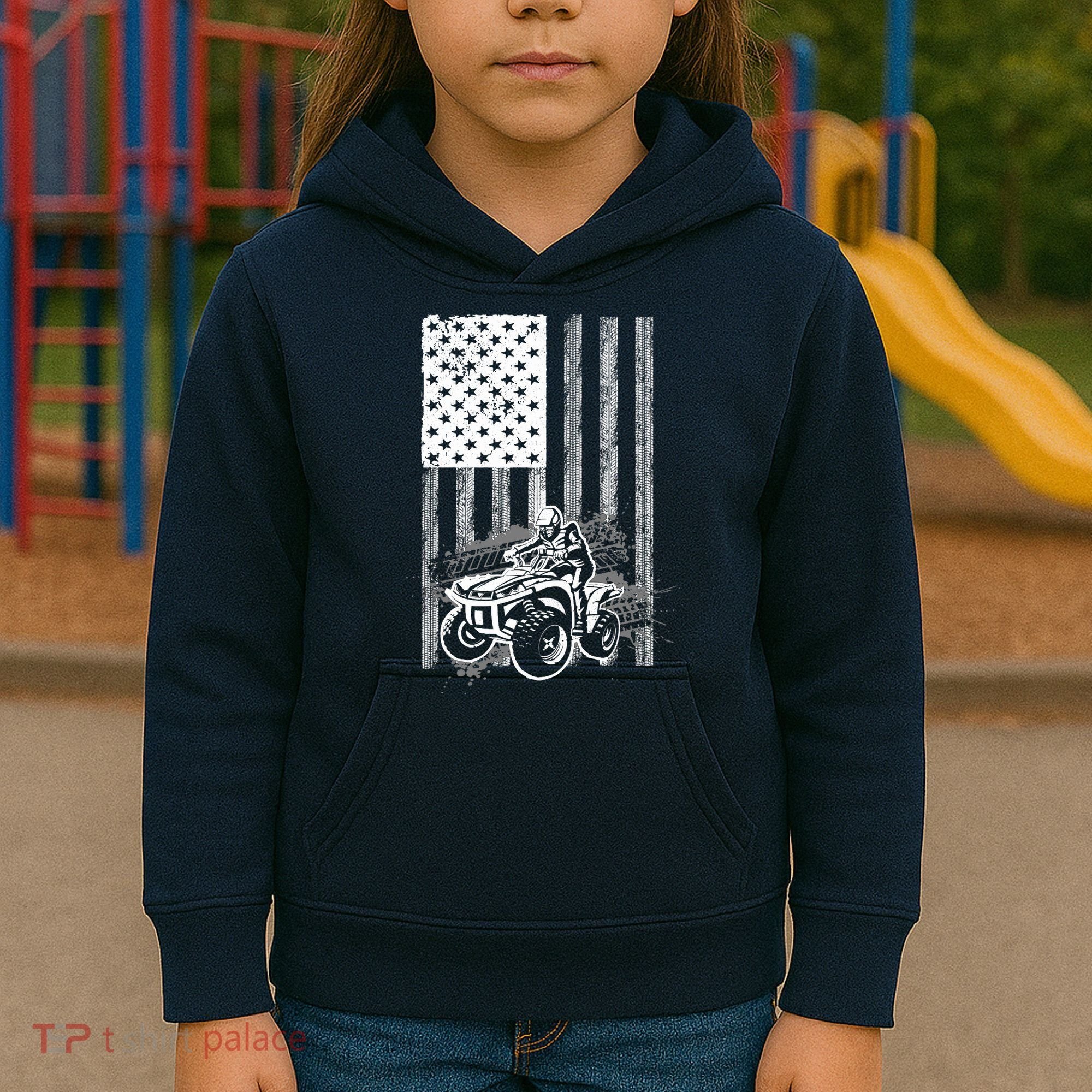 Cool ATV For Quad Racing Squad USA Flag 4 Wheeler Premium Kids Hoodie