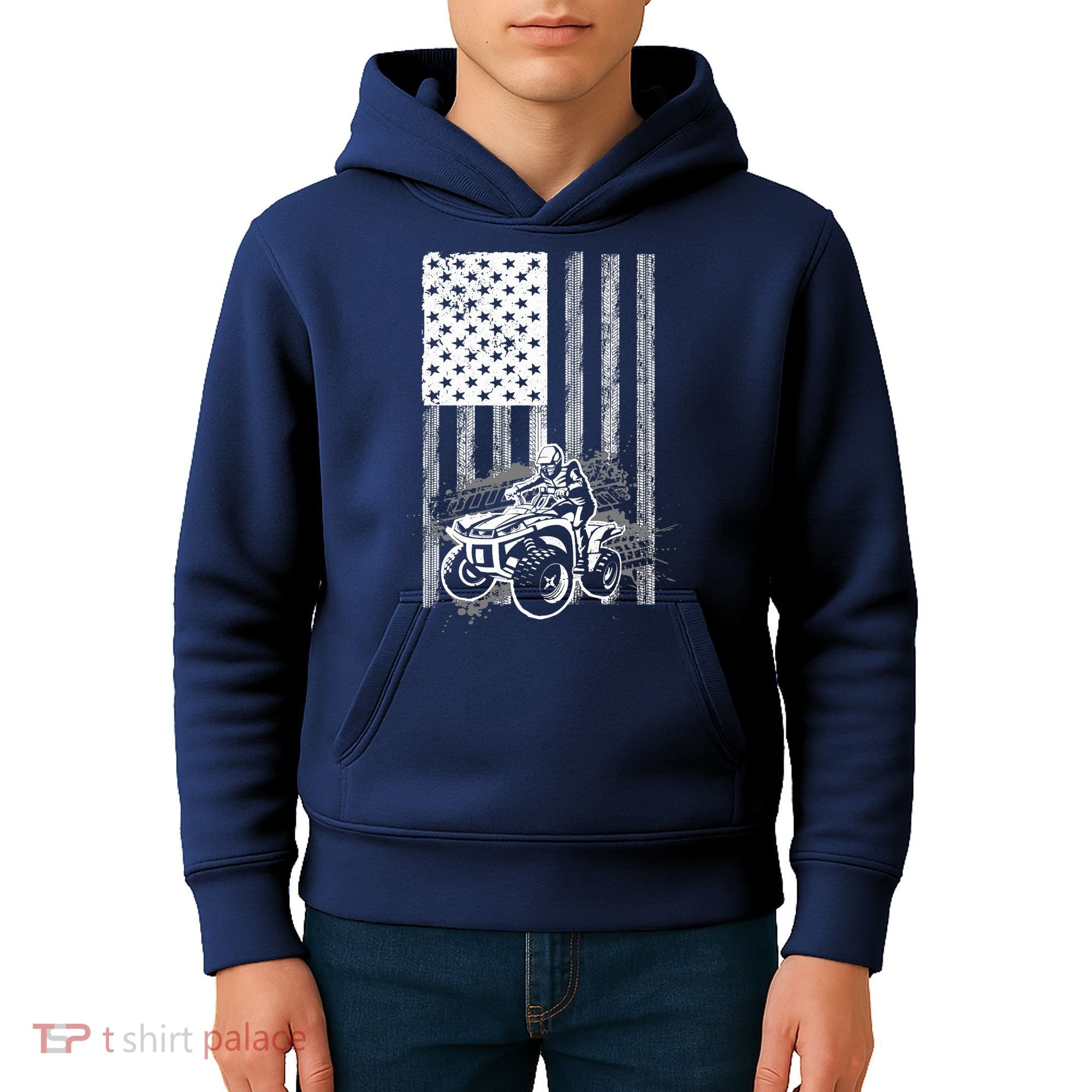 Cool ATV For Quad Racing Squad USA Flag 4 Wheeler Premium Kids Hoodie