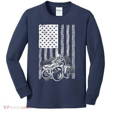Cool ATV For Quad Racing Squad USA Flag 4 Wheeler Premium Kids Long Sleeve Shirt