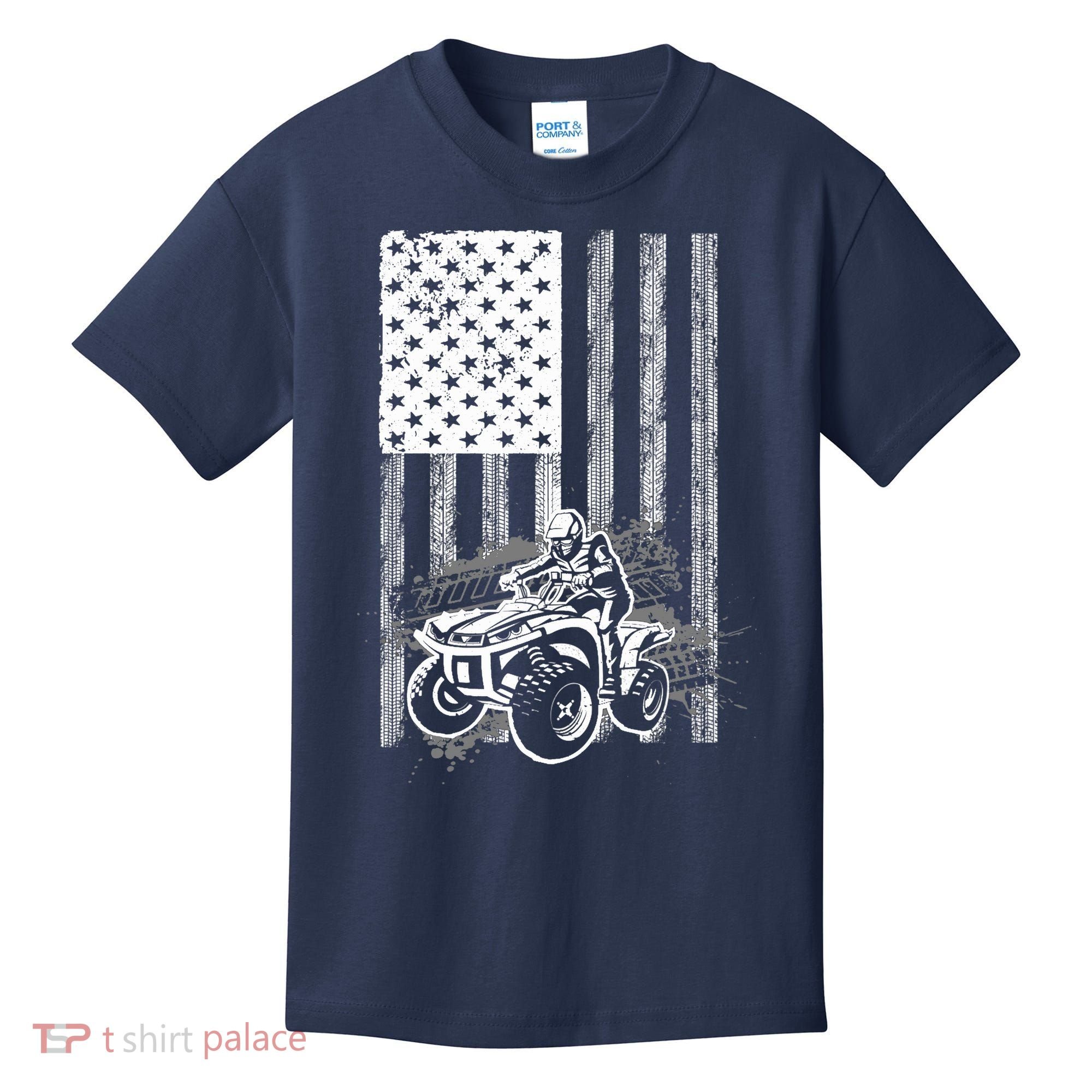 Cool ATV For Quad Racing Squad USA Flag 4 Wheeler Premium Kids T-Shirt