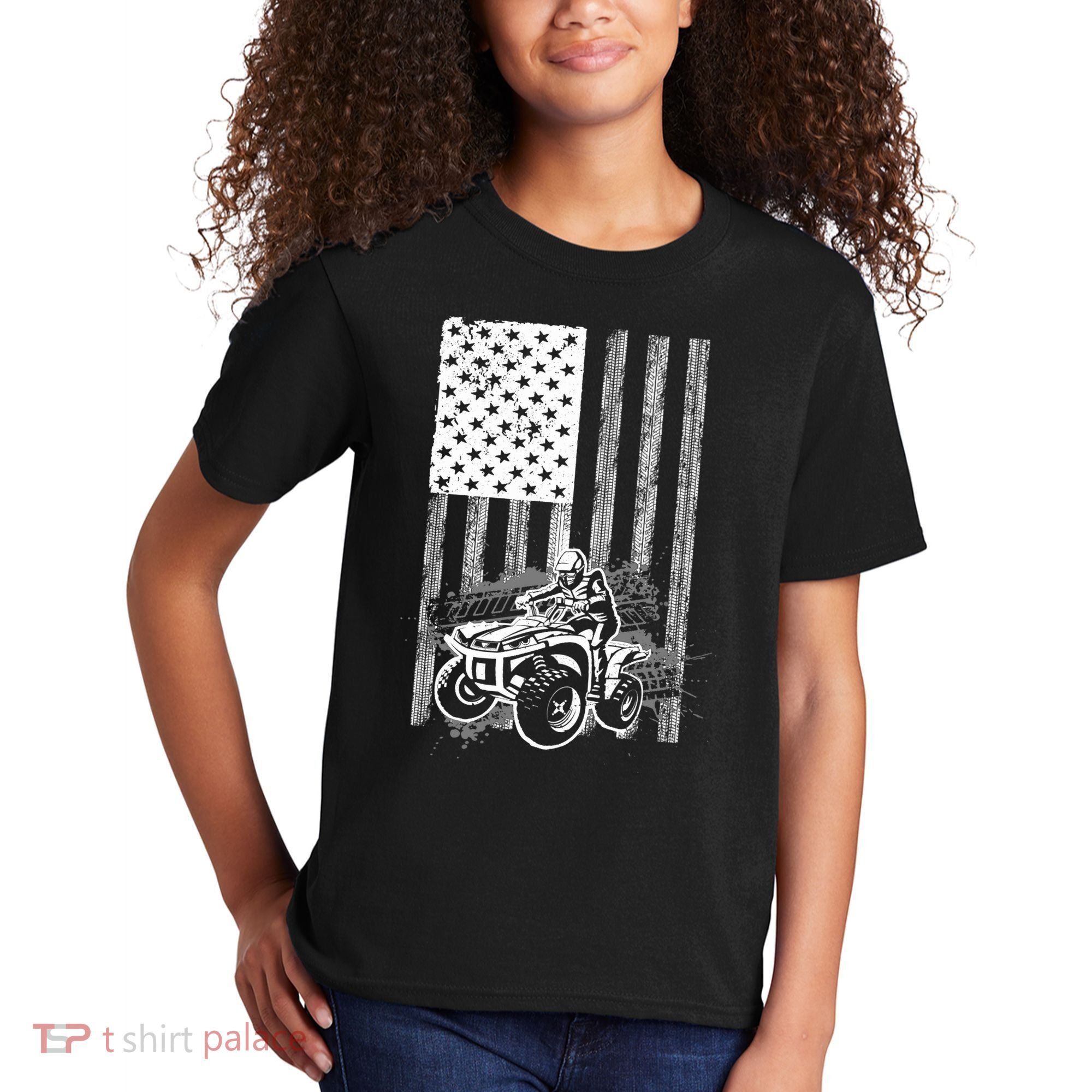 Cool ATV For Quad Racing Squad USA Flag 4 Wheeler Premium Kids T-Shirt