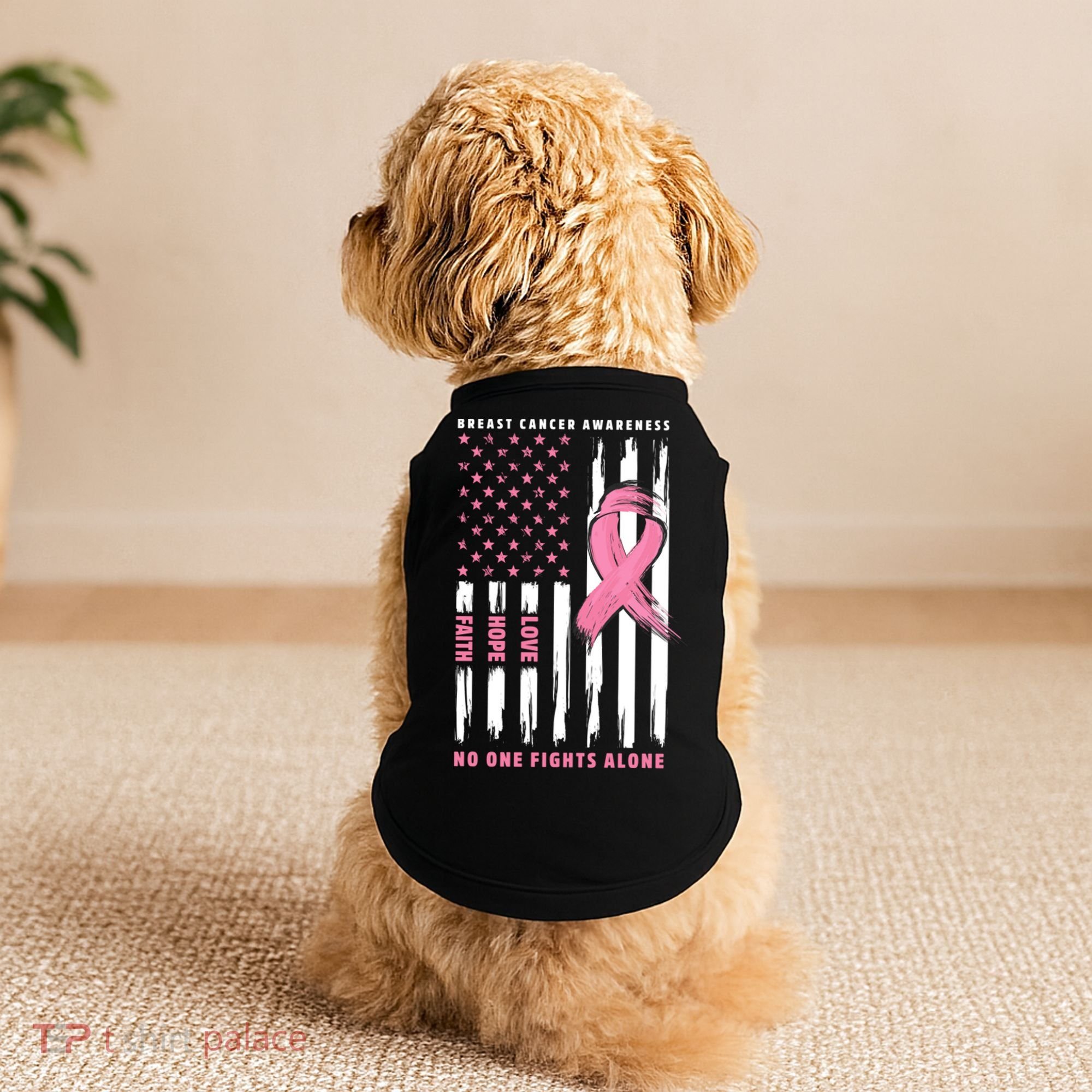 Cool American Flag Breast Cancer Awareness Doggie Tank