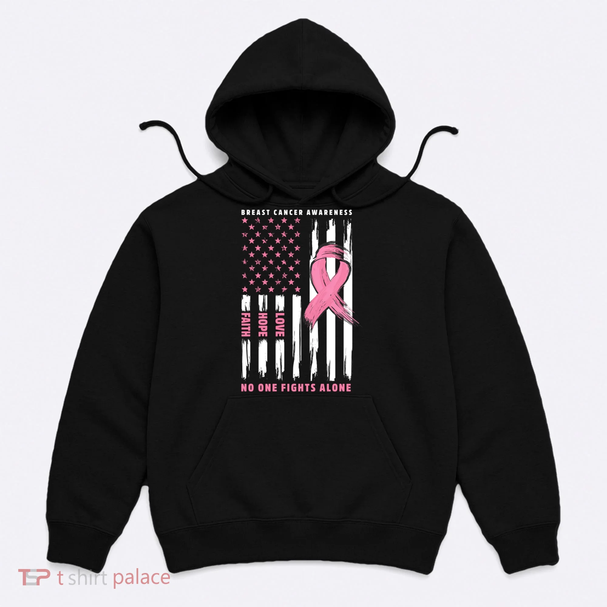 Cool American Flag Breast Cancer Awareness Hoodie
