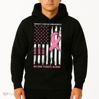 Cool American Flag Breast Cancer Awareness Hoodie thumb 2