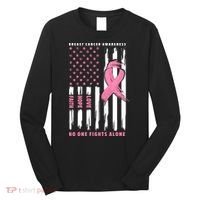 Cool American Flag Breast Cancer Awareness Long Sleeve Shirt thumb 0