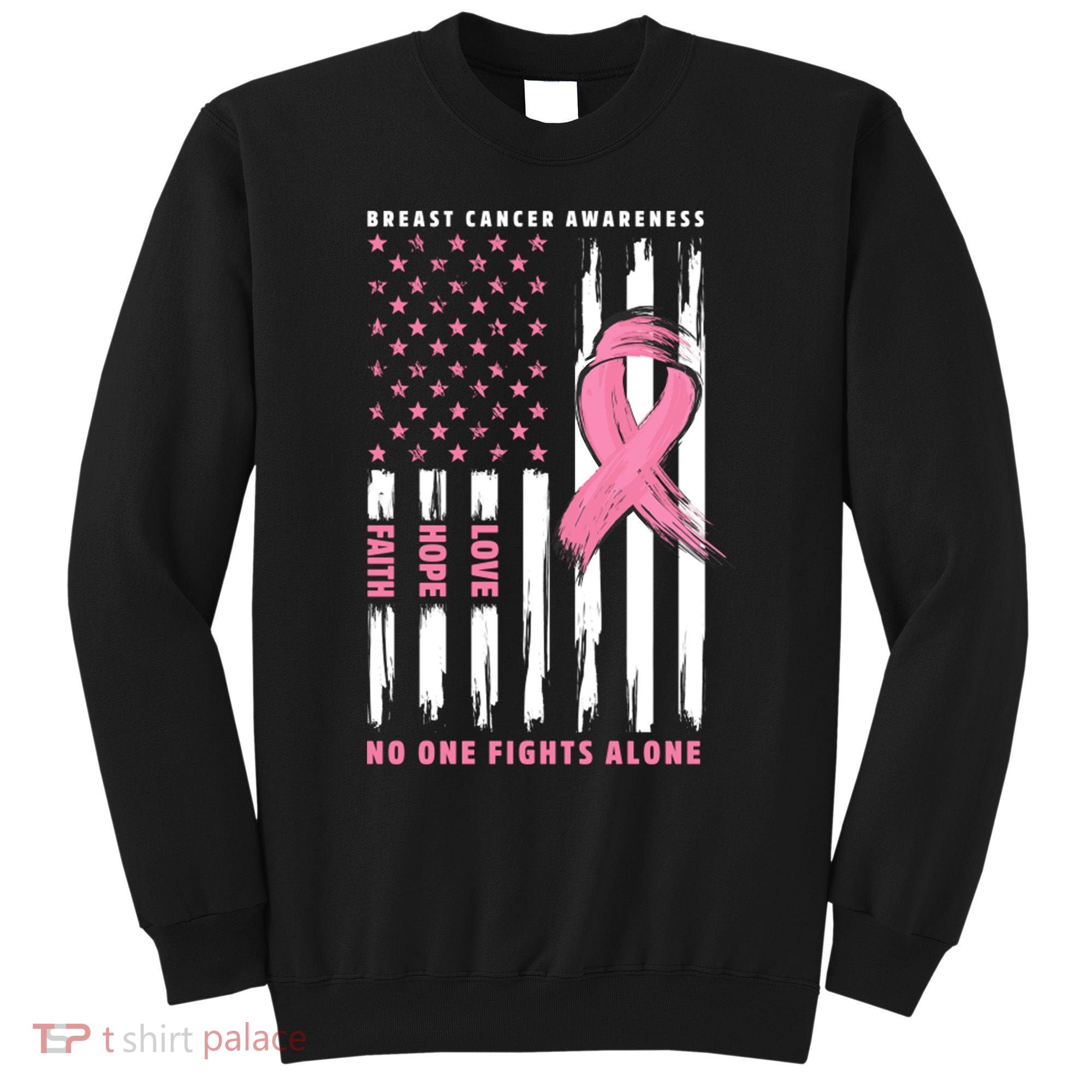 Cool American Flag Breast Cancer Awareness Sweatshirt
