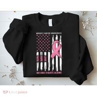 Cool American Flag Breast Cancer Awareness Sweatshirt thumb 2