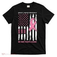 Cool American Flag Breast Cancer Awareness T-Shirt thumb 0