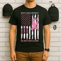 Cool American Flag Breast Cancer Awareness T-Shirt thumb 6