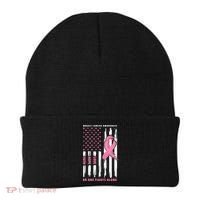 Cool American Flag Breast Cancer Awareness Beanie thumb 0