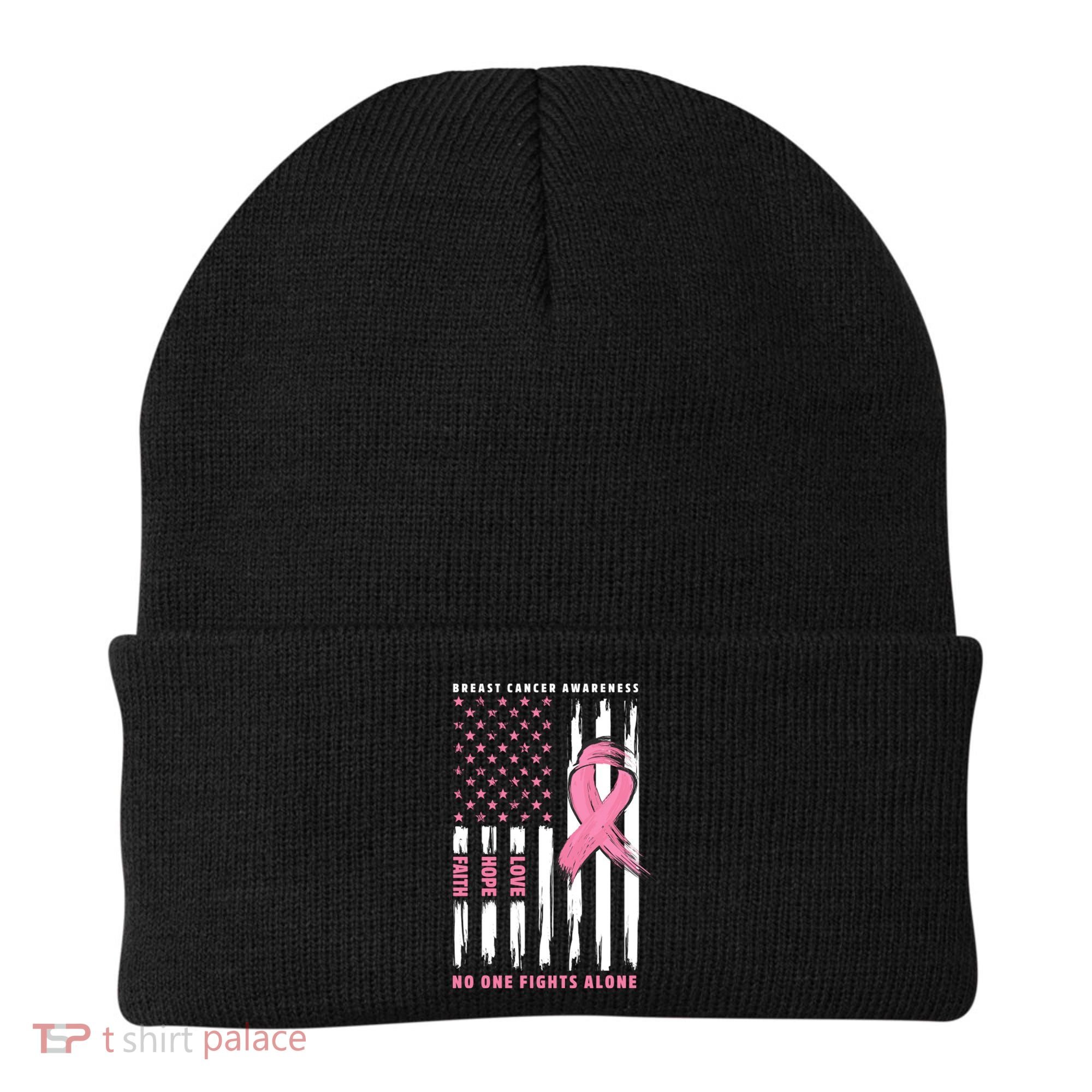 Cool American Flag Breast Cancer Awareness Beanie