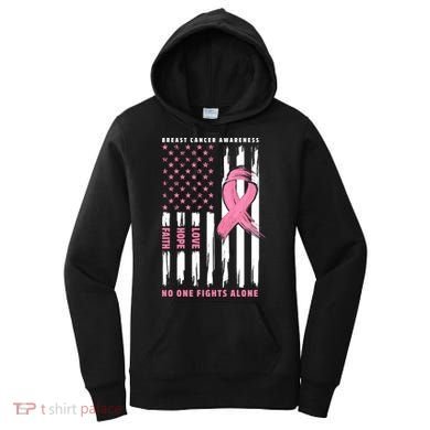 Cool American Flag Breast Cancer Awareness Women's Hoodie