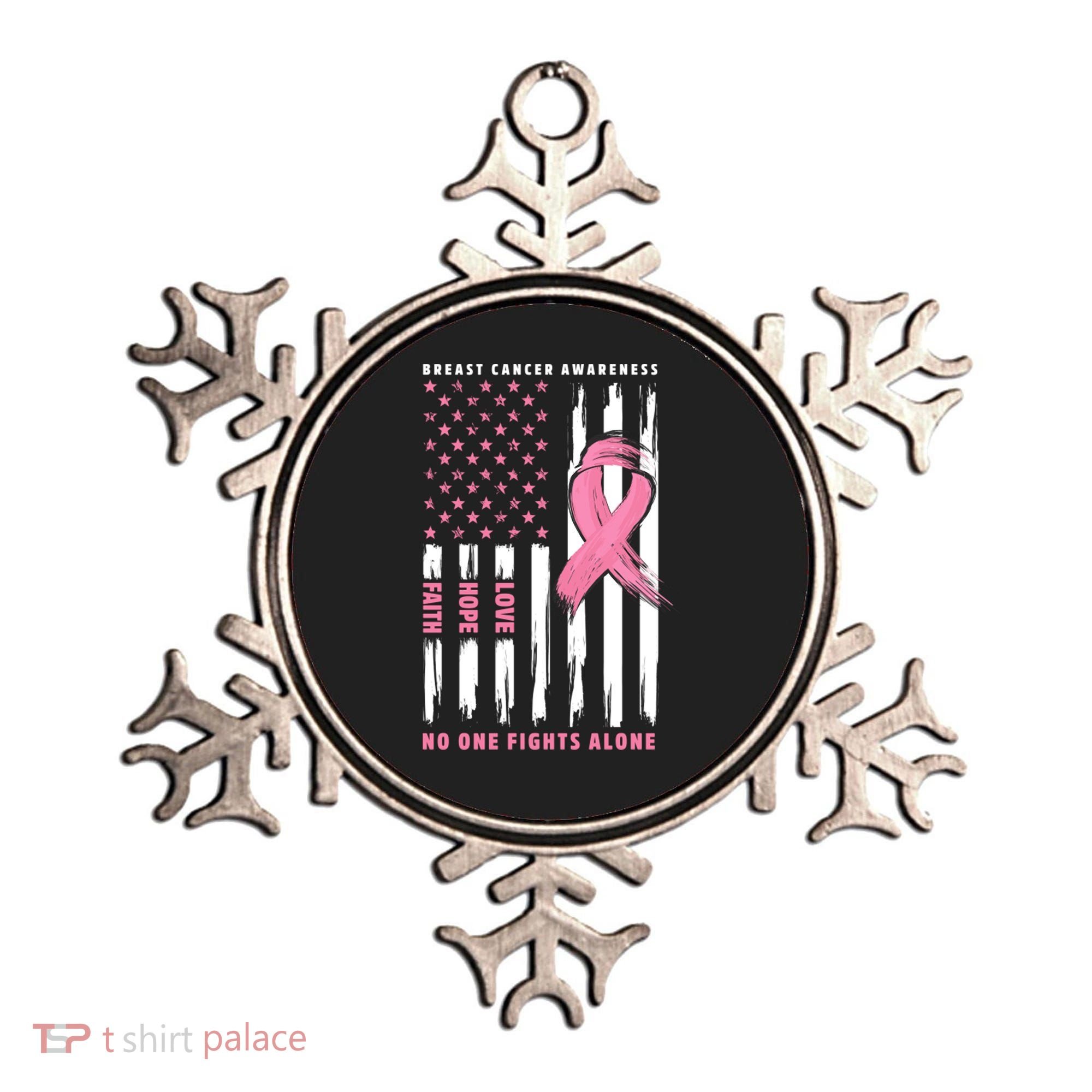 Cool American Flag Breast Cancer Awareness Ornament