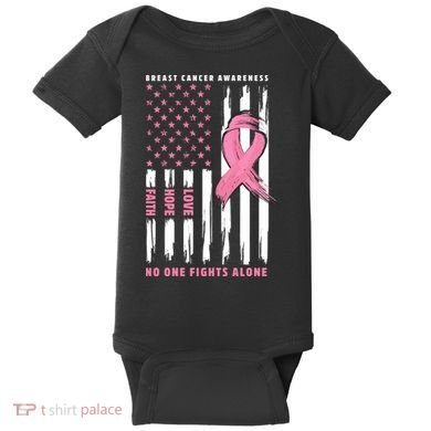 Cool American Flag Breast Cancer Awareness Baby Bodysuit