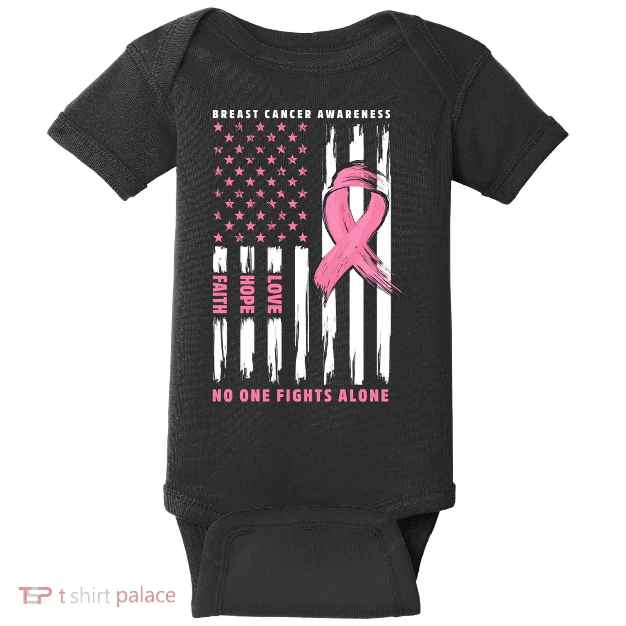 Cool American Flag Breast Cancer Awareness Baby Bodysuit