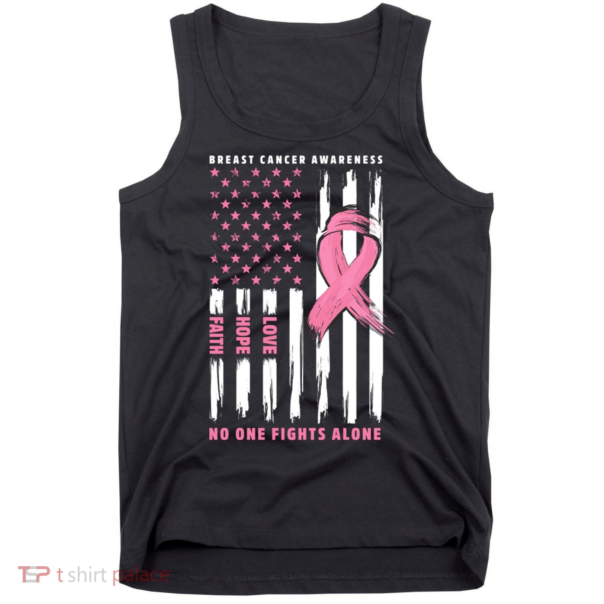 Cool American Flag Breast Cancer Awareness Tank Top