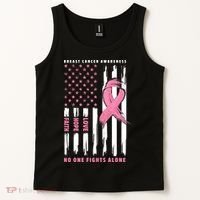 Cool American Flag Breast Cancer Awareness Tank Top thumb 2