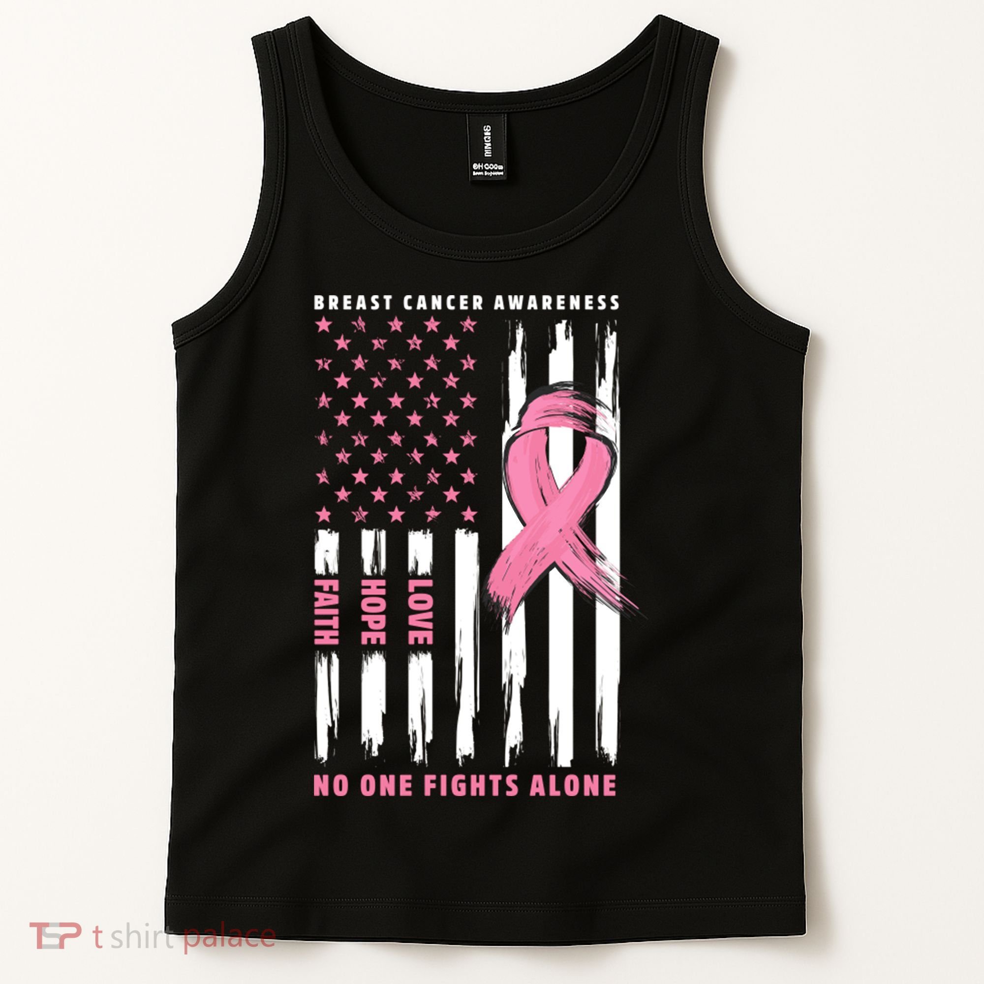 Cool American Flag Breast Cancer Awareness Tank Top