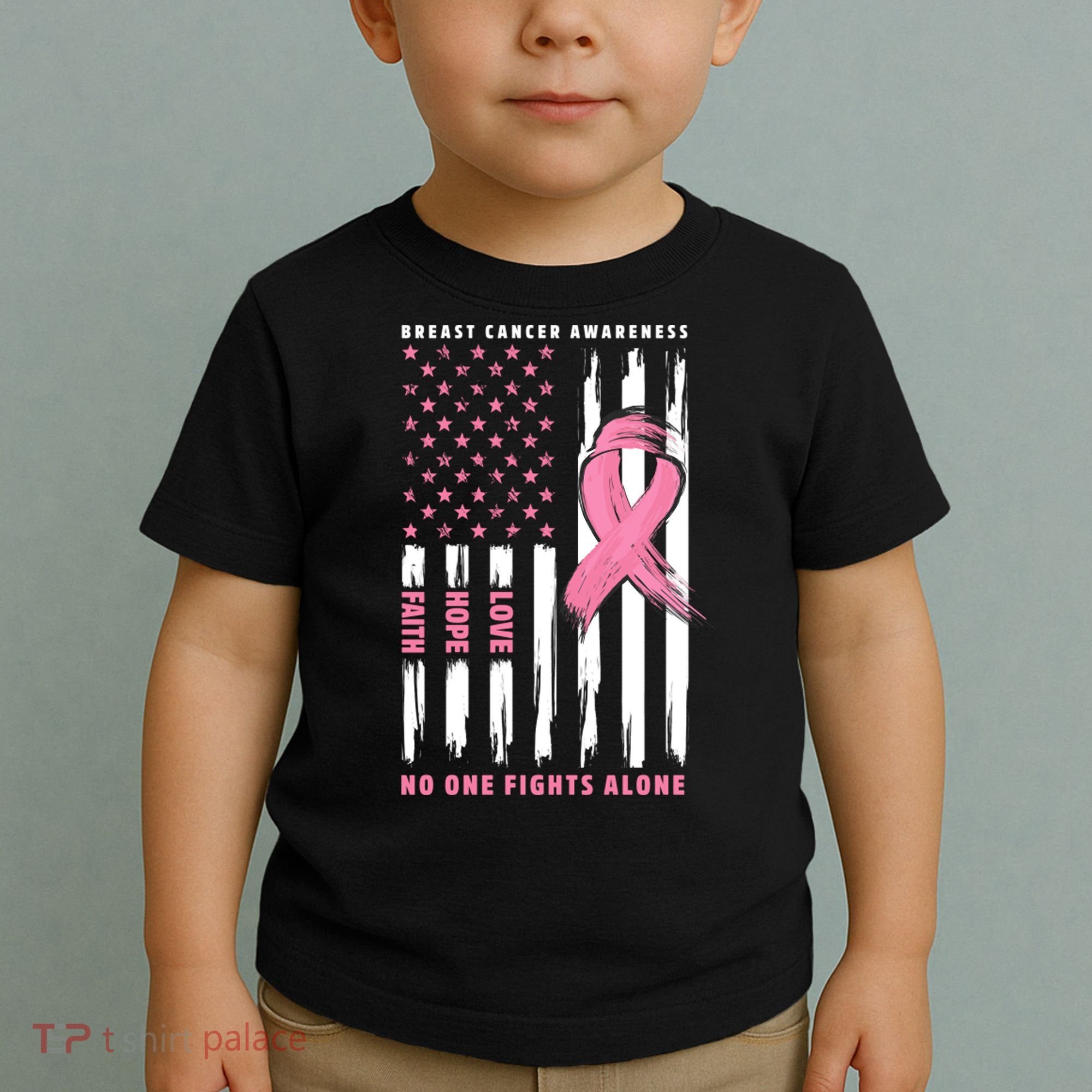 Cool American Flag Breast Cancer Awareness Toddler T-Shirt