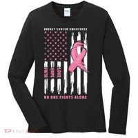 Cool American Flag Breast Cancer Awareness Women's Long Sleeve Shirt thumb 0