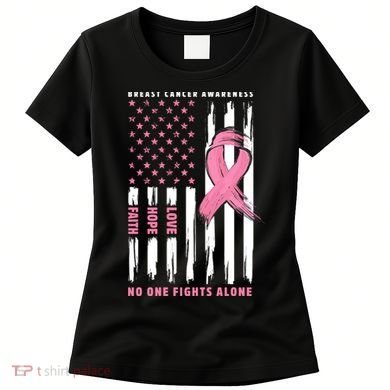 Cool American Flag Breast Cancer Awareness Women's T-Shirt