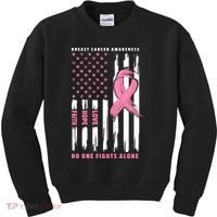Cool American Flag Breast Cancer Awareness Kids Sweatshirt thumb 0