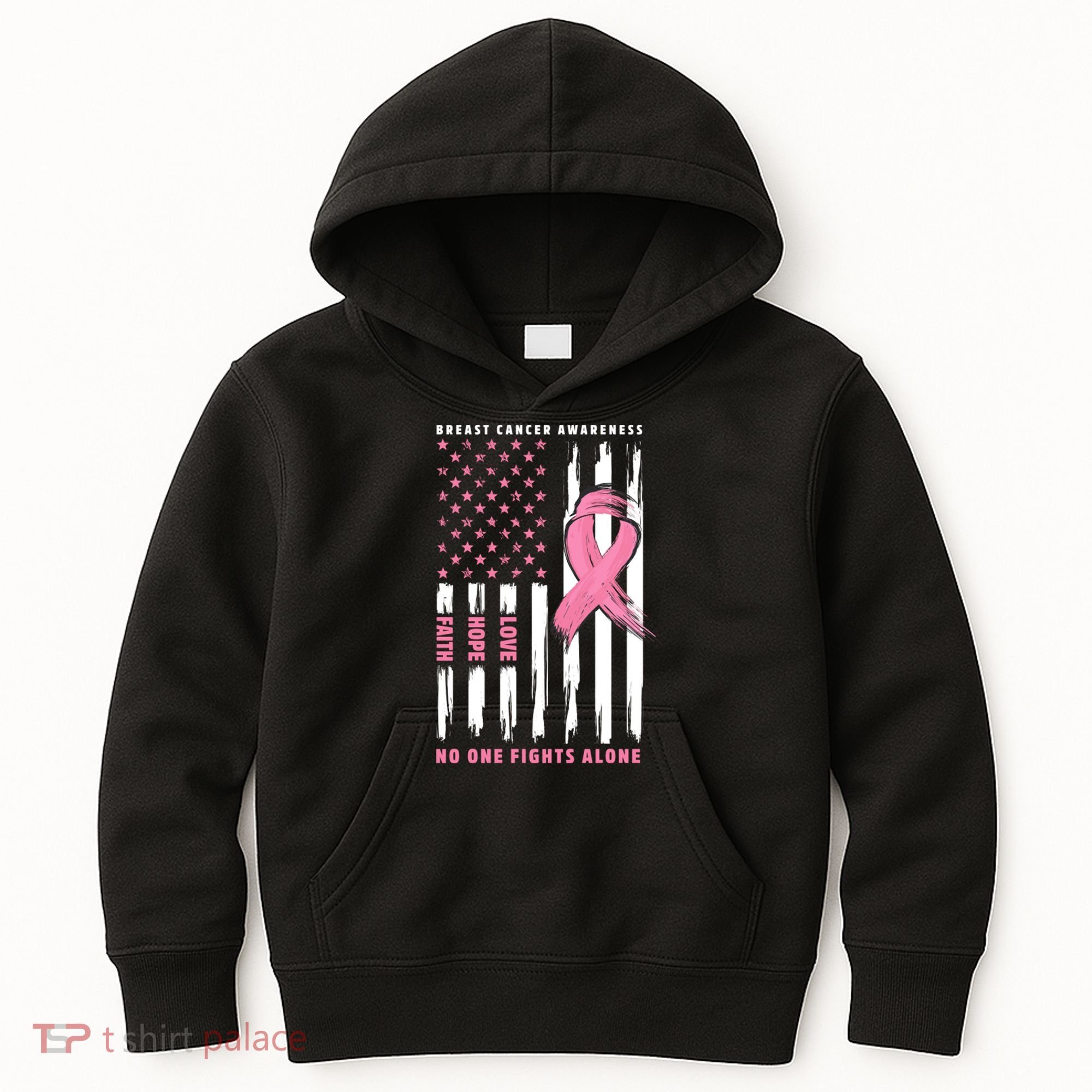 Cool American Flag Breast Cancer Awareness Kids Hoodie