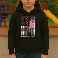 Cool American Flag Breast Cancer Awareness Kids Hoodie thumb 3