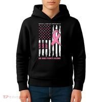 Cool American Flag Breast Cancer Awareness Kids Hoodie thumb 4