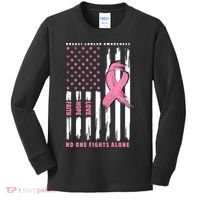 Cool American Flag Breast Cancer Awareness Kids Long Sleeve Shirt thumb 0