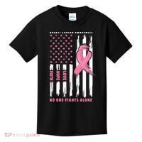 Cool American Flag Breast Cancer Awareness Kids T-Shirt thumb 0