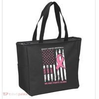 Cool American Flag Breast Cancer Awareness Tote Bag thumb 2