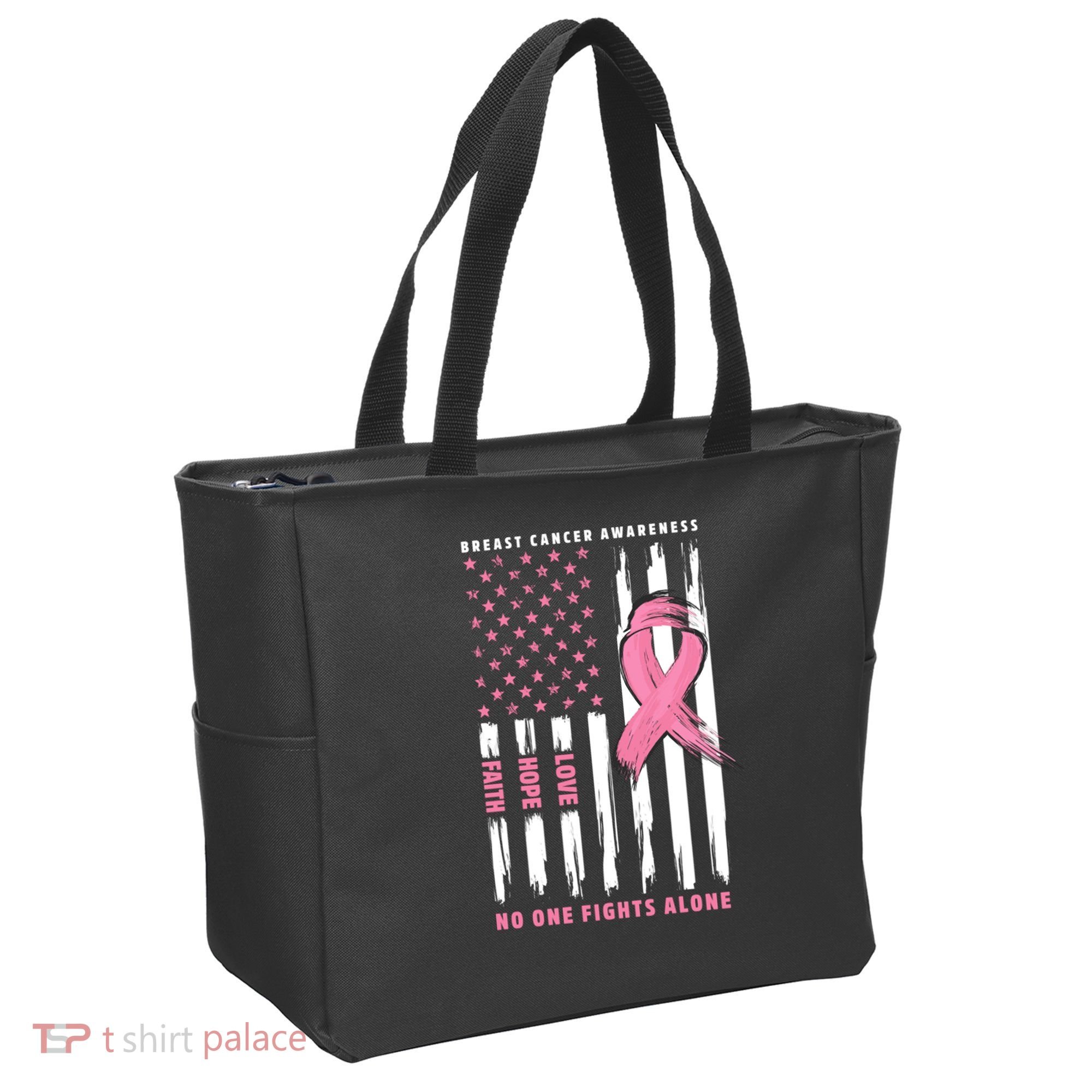 Cool American Flag Breast Cancer Awareness Tote Bag