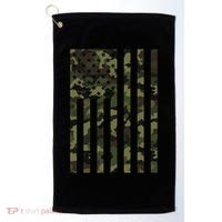 Camo American Flag Usa Camouflage Women Golf Towel thumb 0
