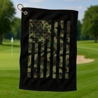 Camo American Flag Usa Camouflage Women Golf Towel thumb 1
