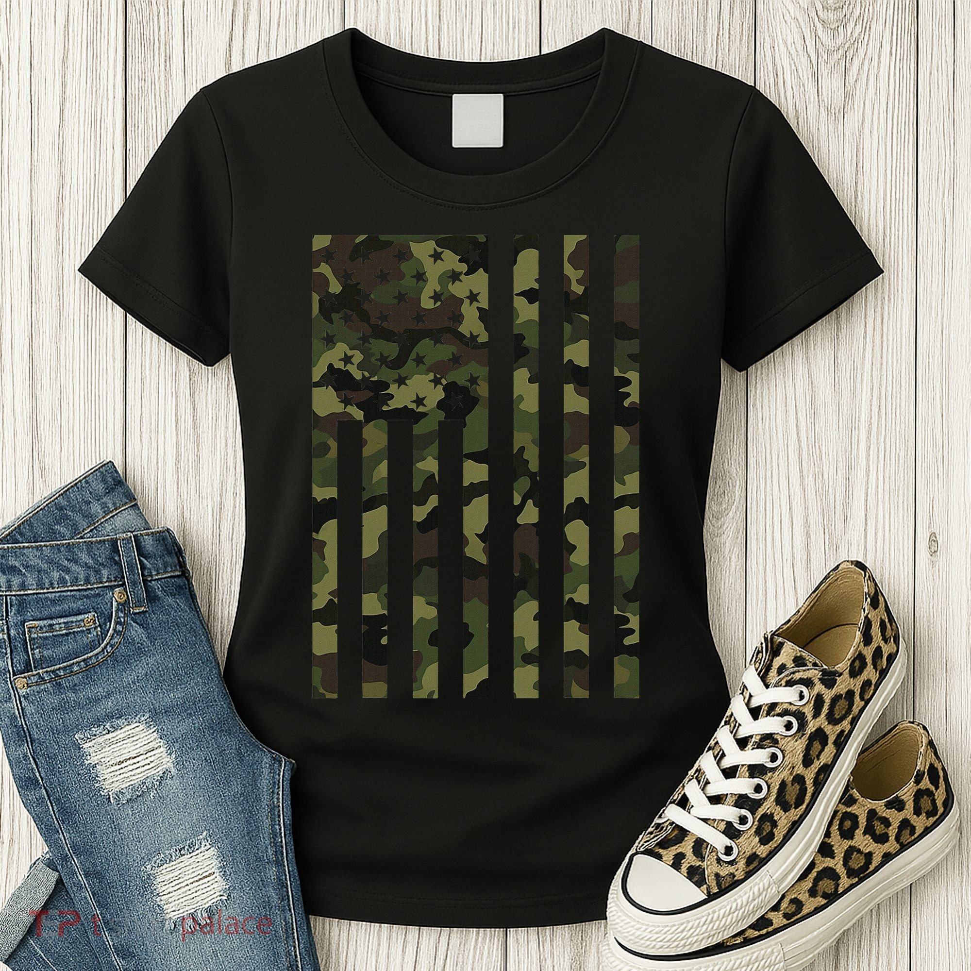 Camo American Flag Usa Camouflage Women Women's T-Shirt