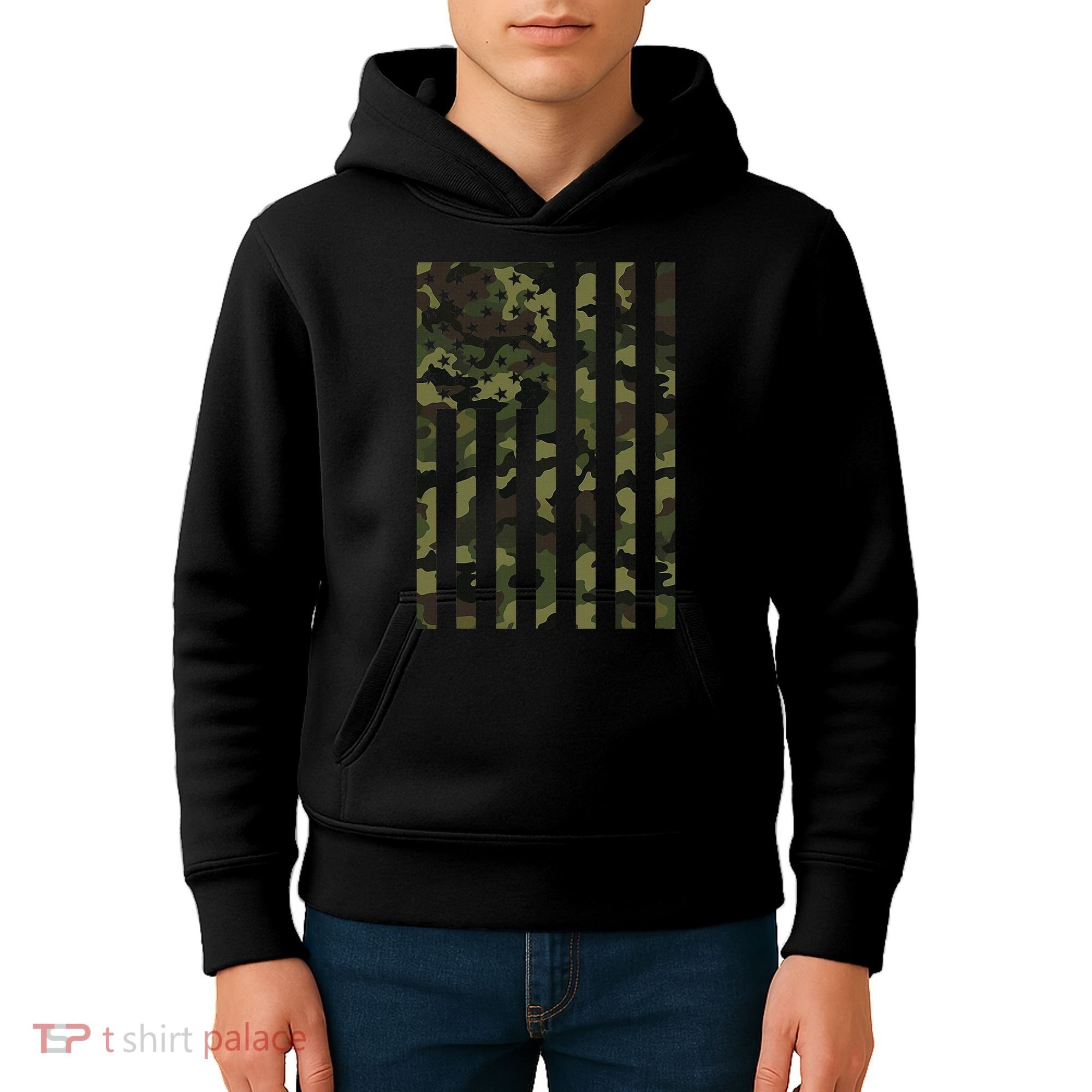 Camo American Flag Usa Camouflage Women Kids Hoodie