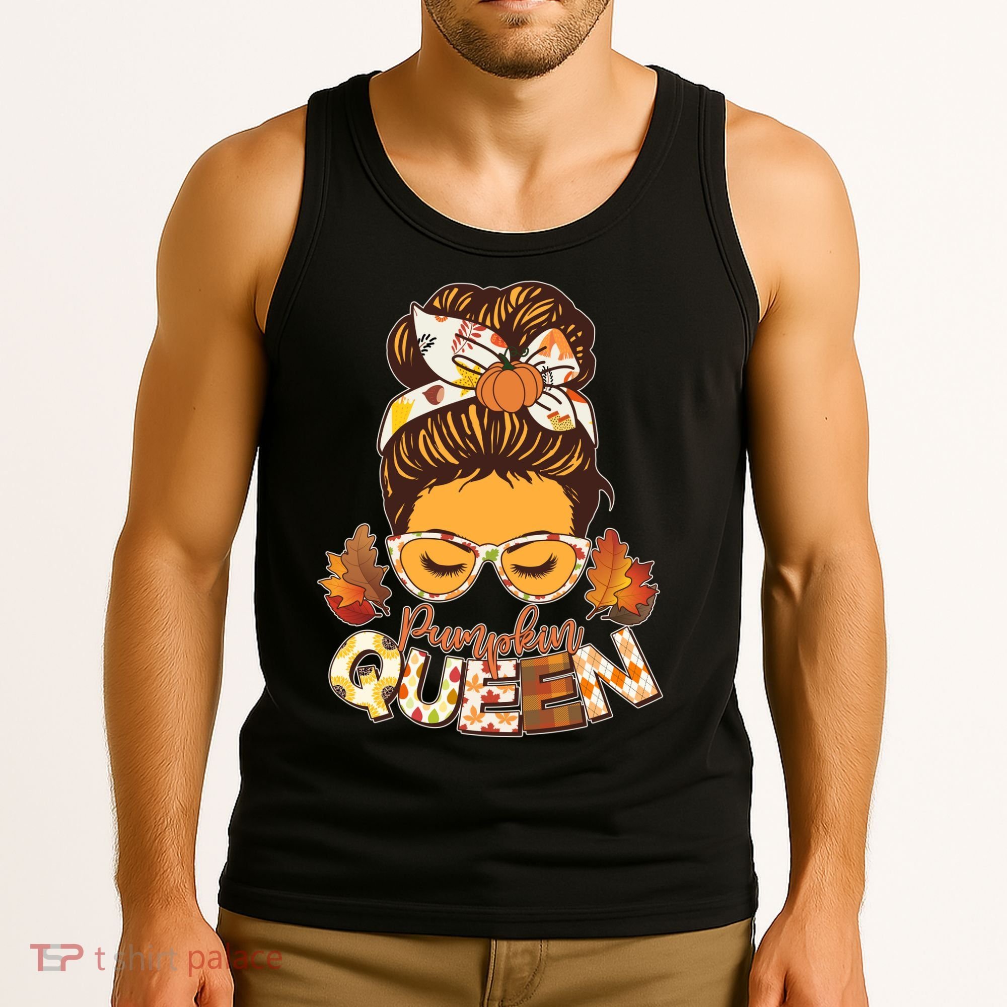 Cute Autumn Fall Pumpkin Queen Tank Top